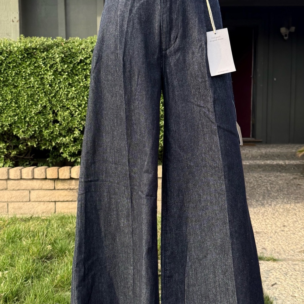 NEW-Danbury Mint Dark Blue Flare & Wide Leg Jeans - Picture 1 of 14
